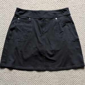 LL Bean Black Stretch A-Line Skirt with Pockets and Attached Shorts